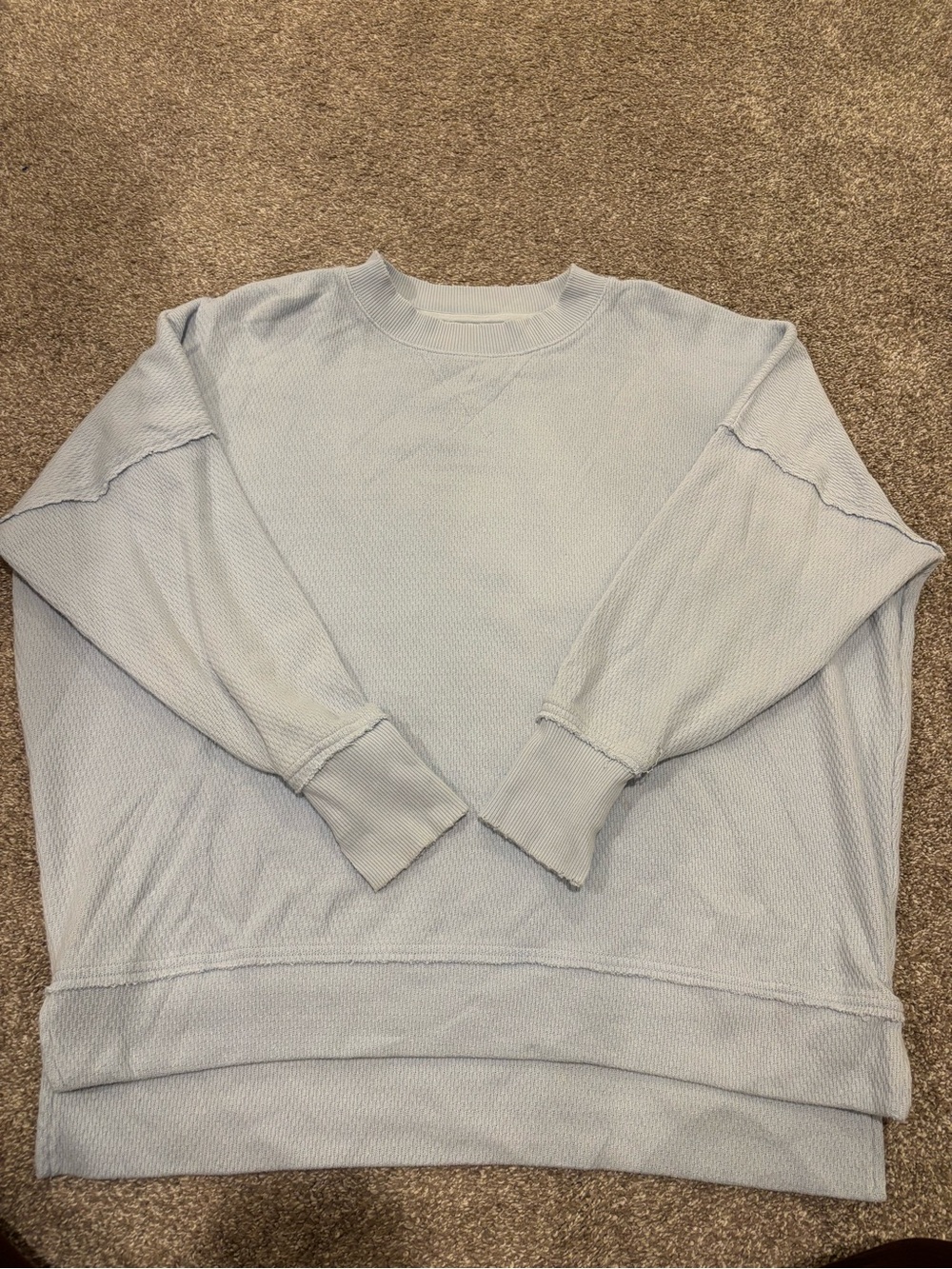 Aerie Light Blue Waffle OversizedCrewneck Sweatshirt